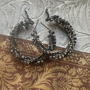 Elegant Black Crystal Hoop Earrings